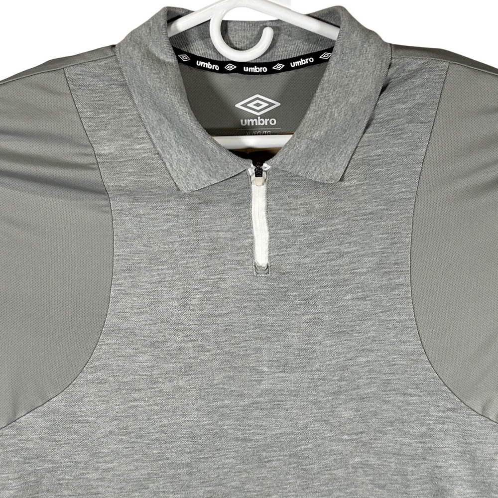 Umbro Mens‎ XL Gray Quarter Zip Performance Polo Shirt Mesh Panel Athletic Top